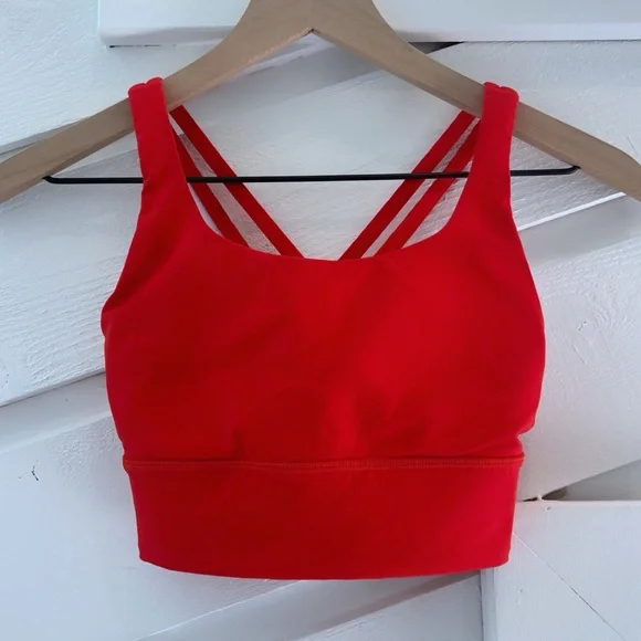 Lululemon Energy Bra Medium Support, B–D Cups Grenadine Red Size 4 - Picture 1 of 4